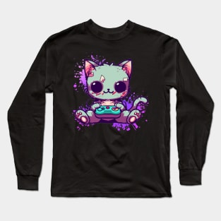 Zombie Cat Playing Long Sleeve T-Shirt